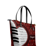 Where Words Fail Music Speaks Music Notes DNRZ30081567HH Leather Tote Bag