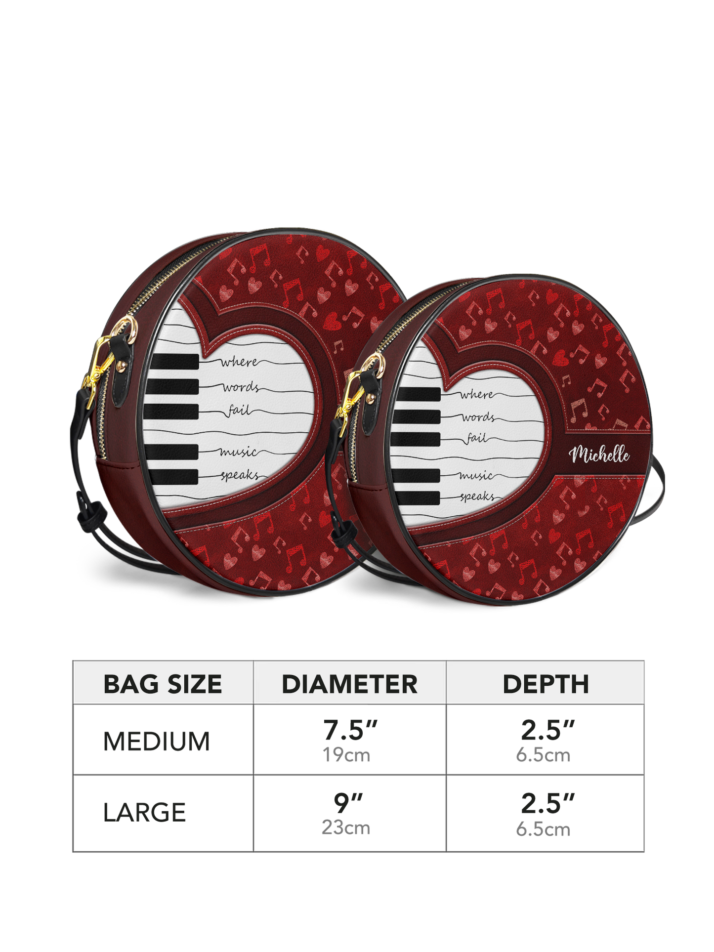 Where Words Fail Music Speaks Music Notes Circle Crossbody Bag