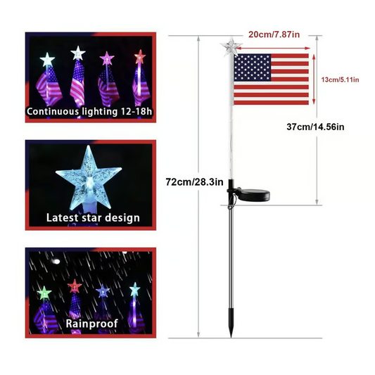 🔥SALE: 60% OFF🔥Solar American Flag Pathway Lights – Red, White & Blue Yard Glow for 250th Independence Celebration US✨