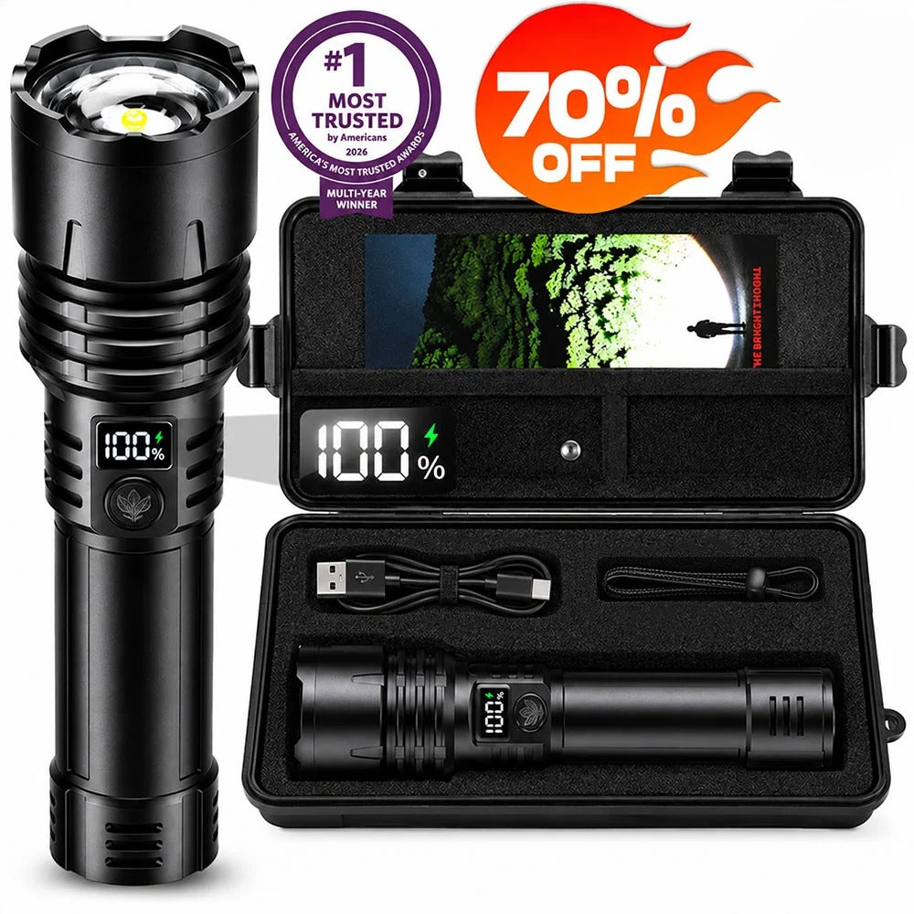 🔥DEAL 70% OFF!!⏰ 🔦 Super Bright Ultimate Tactical Flashlight, 80X Brightness, 120H RUN TIME, Military-Tough CREE LED Power