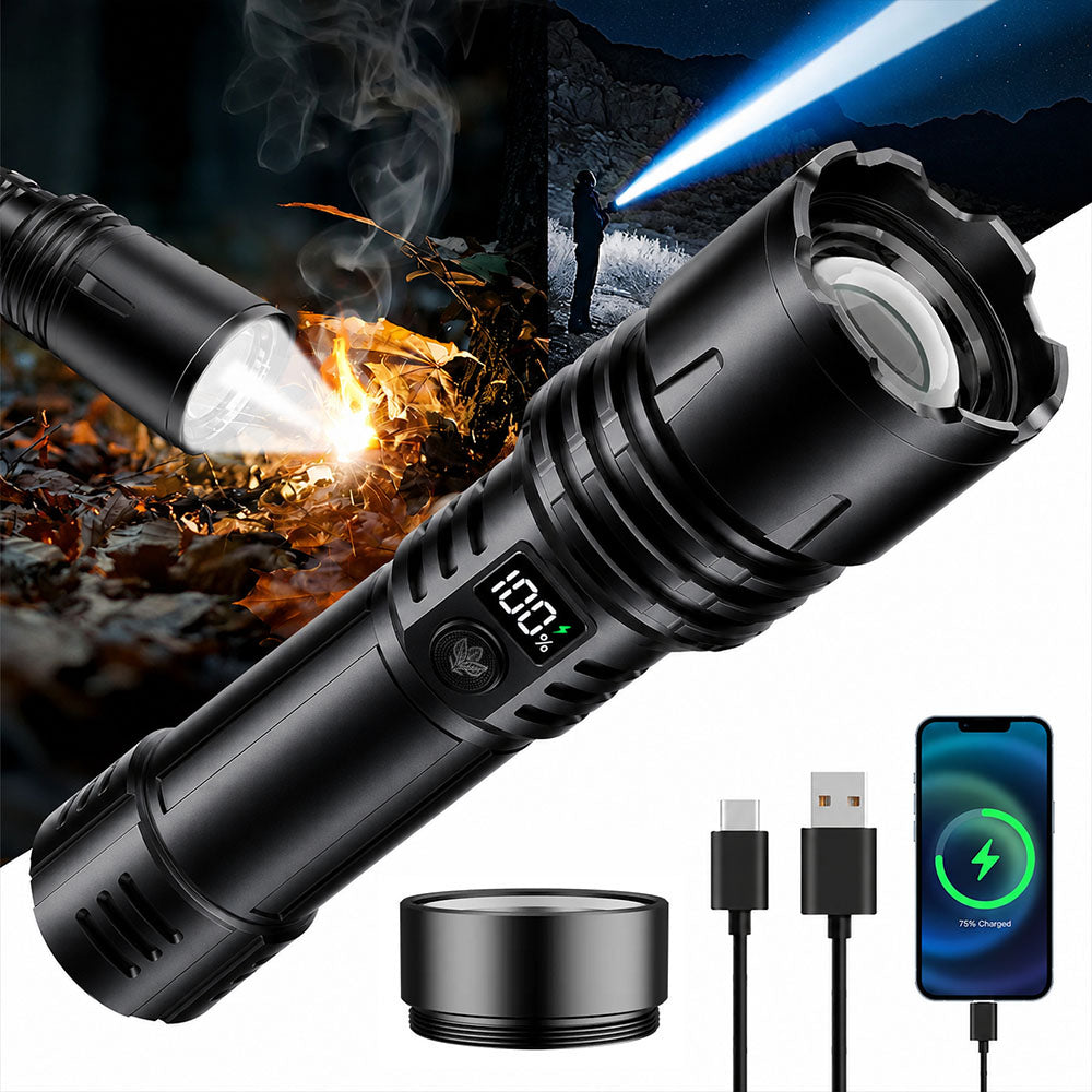 🔥BEST SALE: 70% OFF + 🎁🔦 2026 Super Bright Ultimate Tactical Flashlight,🔥1M+ Sold Worldwide, 80X Brightness, 120-Hour RUN TIME, Smart LED Display, Military-Grade CREE LED