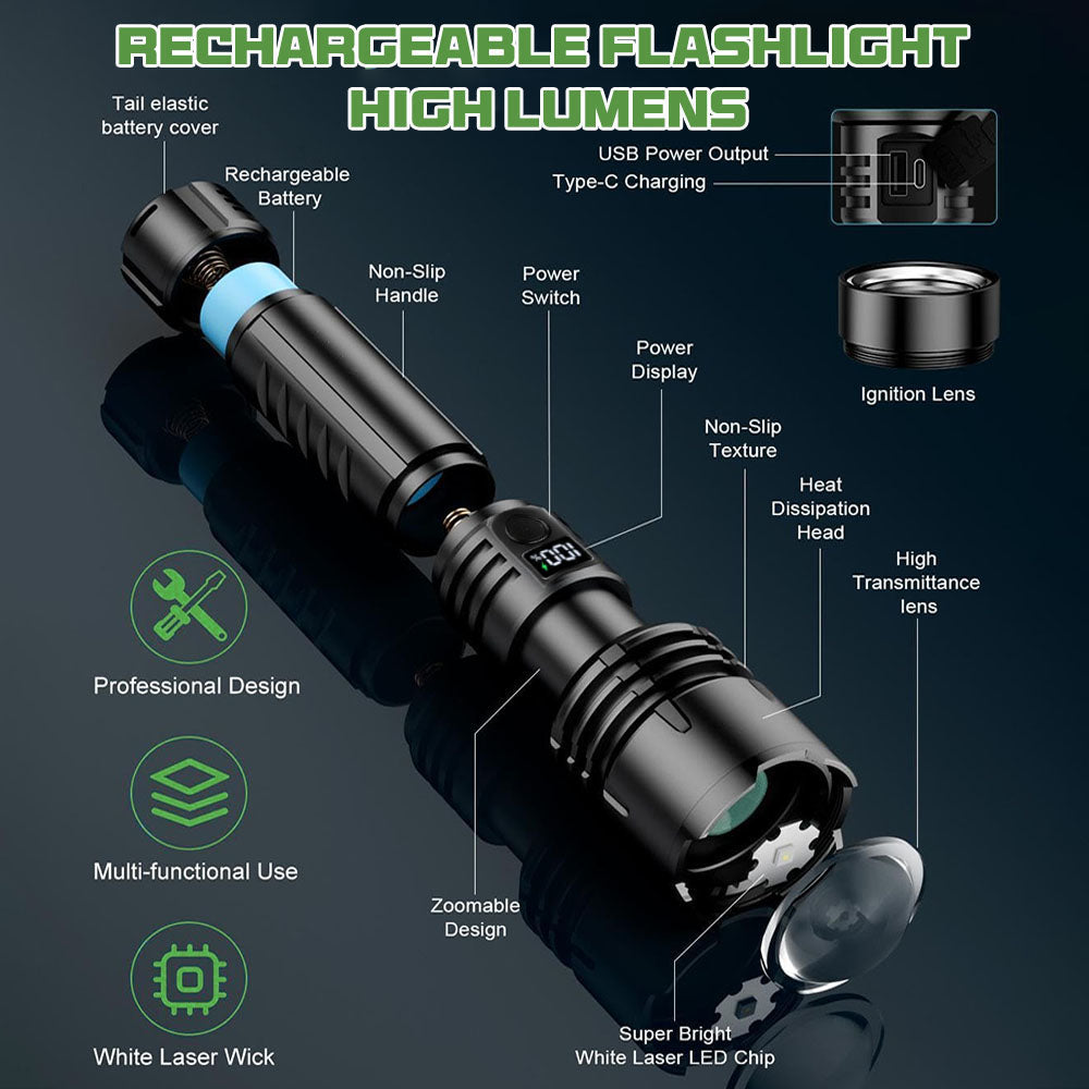 🔥BEST SALE: 70% OFF + 🎁🔦 2026 Super Bright Ultimate Tactical Flashlight,🔥1M+ Sold Worldwide, 80X Brightness, 120-Hour RUN TIME, Smart LED Display, Military-Grade CREE LED
