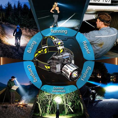 🔥MEGA DEAL 60% OFF!!⏰ 🔦 Rechargeable Multi-Light LED Headlamp, 🔋7500mAh Battery, Motion Sensor Waterproof Headlamp for Camping Hiking Hunting