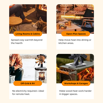 Billhol® Heat Powered Wood Stove Fan