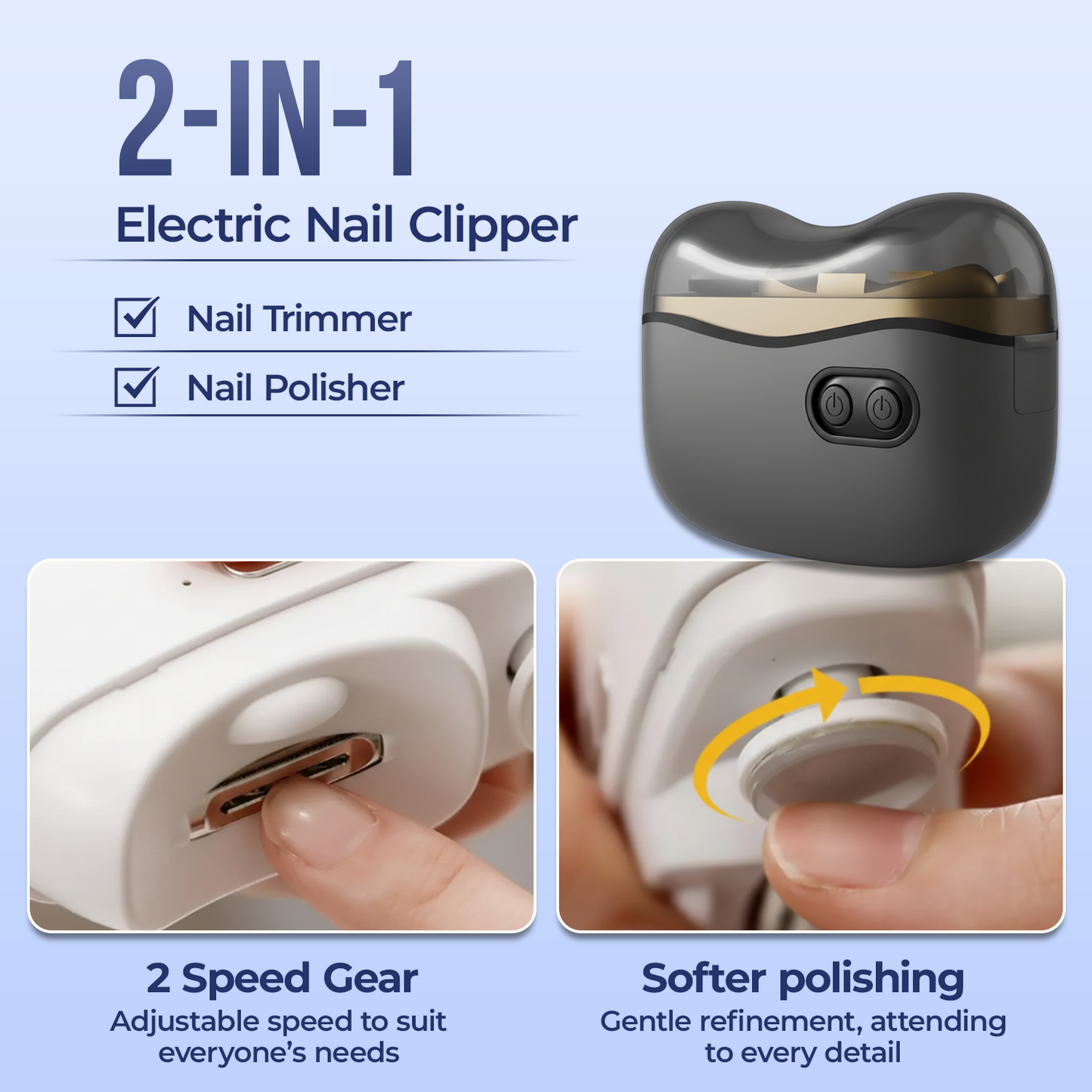 ✨ 2026 Upgraded 2-in-1 Electric Nail Clipper & Polisher for Adults and Children ✨