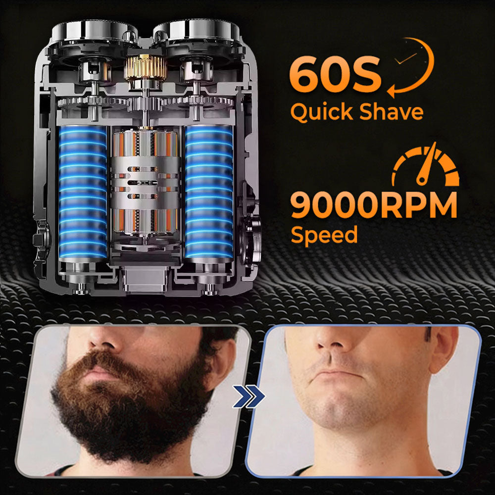 70% OFF + FREE GIFT⏰ Portable Mini Rotary Electric Shaver| 9000RPM Magnetic Dual-Head| Rechargeable IPX7 Waterproof Wet/Dry