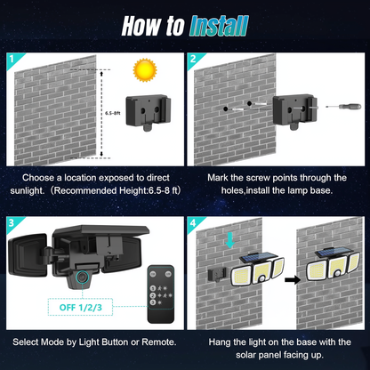 2M+ SOLD️ 🏆 Solar Outdoor Light with PIR Motion Sensor & 3 Lighting Modes