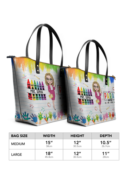 Paraeducator Teacher Leather Tote Bag