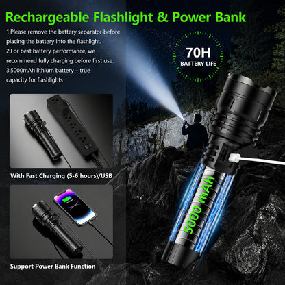 🔥HOT SALE: 70% OFF+ GIFT ⏰ 🔦 Super Bright LED Hunting Tactical Flashlight, 3 Color Lens, 80X Brighter CREE LED Beam, 70-Hour Runtime, Military-Grade Toughness For Hunting, Fishing & Camping