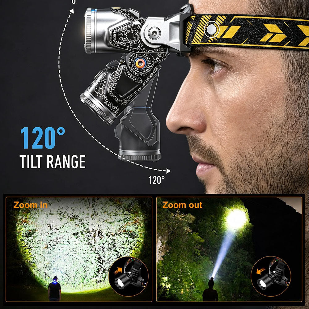 🔥MEGA DEAL 60% OFF!!⏰ 🔦 Rechargeable Multi-Light LED Headlamp, 🔋7500mAh Battery, Motion Sensor Waterproof Headlamp for Camping Hiking Hunting