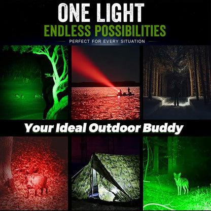 🔥HOT SALE: 70% OFF+ GIFT ⏰ 🔦 Super Bright LED Hunting Tactical Flashlight, 3 Color Lens, 80X Brighter CREE LED Beam, 50-Hour Runtime, Military-Grade Toughness For Hunting, Fishing & Camping