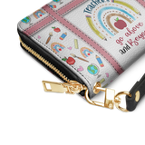 Teachers Go Above And Beyond Embroidery Style HHRZ31108157GW Zip Around Leather Wallet