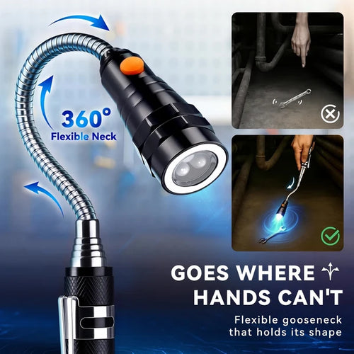 70% OFF! 🔦 Telescoping Magnetic Flashlight with Flexible LED Pickup Tool