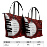 Where Words Fail Music Speaks Music Notes DNRZ30081567HH Leather Tote Bag