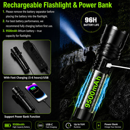 🔥BEST SALE: 70% OFF + 🎁🔦 2026 Super Bright Ultimate Tactical Flashlight,🔥1M+ Sold Worldwide, 80X Brightness, 120-Hour RUN TIME, Smart LED Display, Military-Grade CREE LED