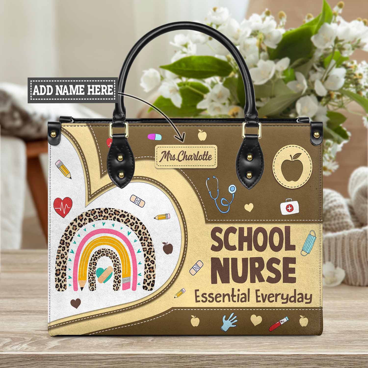 Retired Nurse Personalized Leather Bag